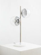 Two Light Chrome and White Marble Table Lamp