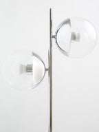 Two Light Chrome and White Marble Table Lamp