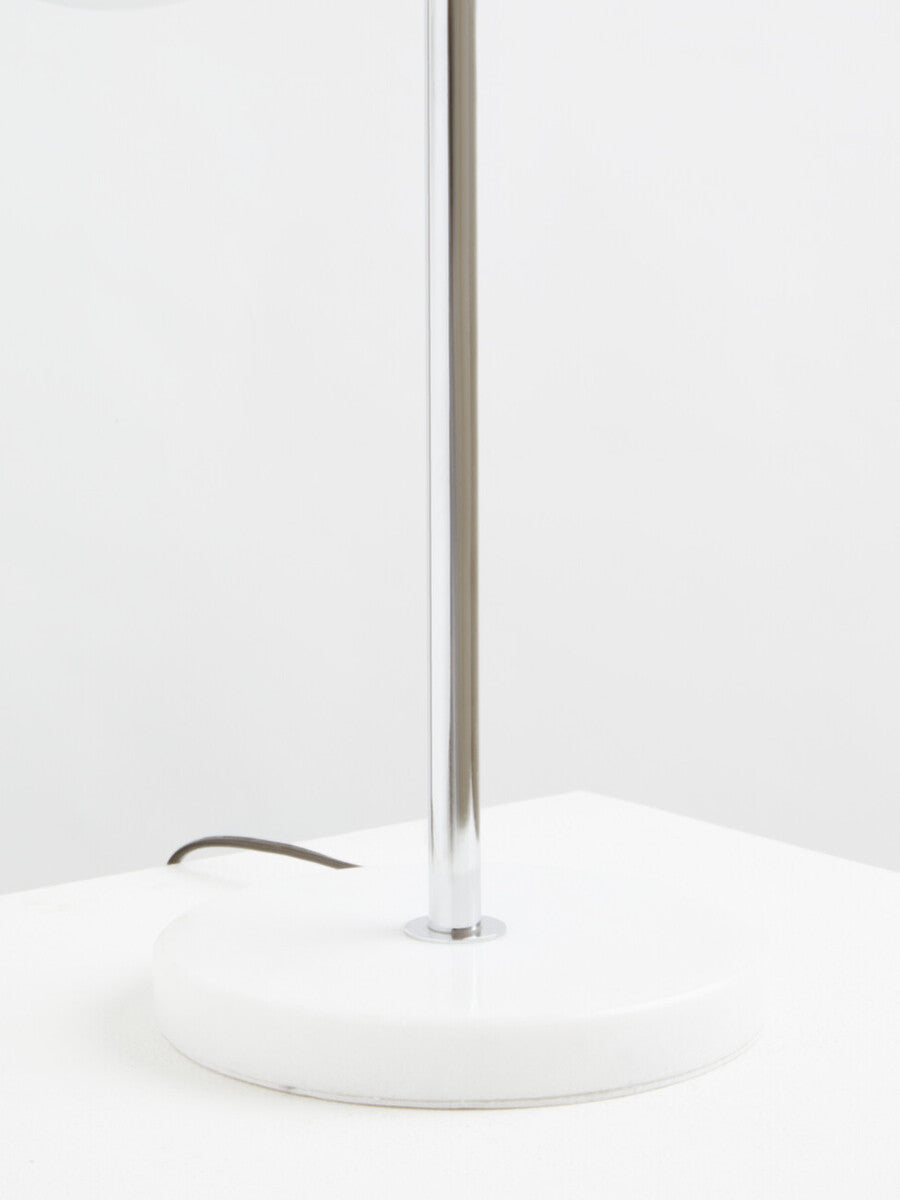 Two Light Chrome and White Marble Table Lamp