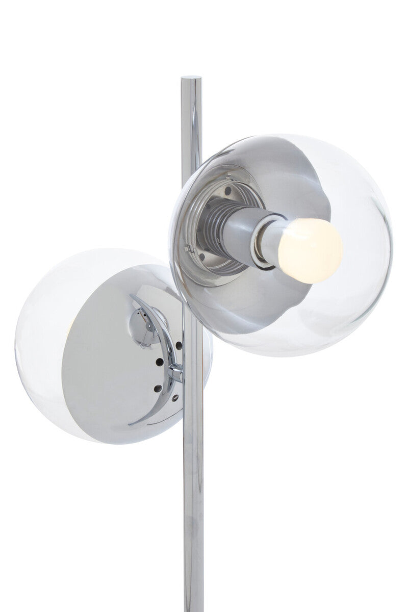 Two Light Chrome and White Marble Table Lamp