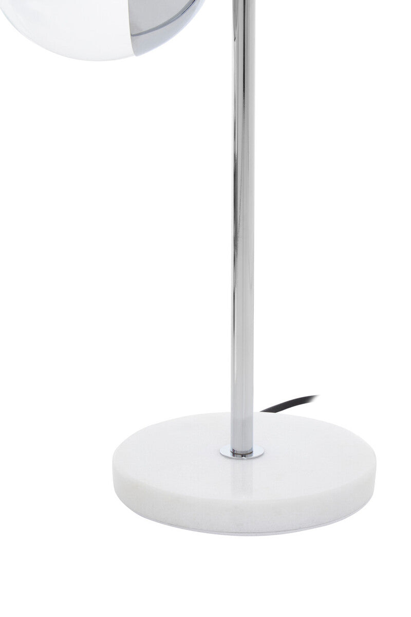 Two Light Chrome and White Marble Table Lamp