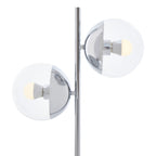 Two Light Chrome and White Marble Table Lamp