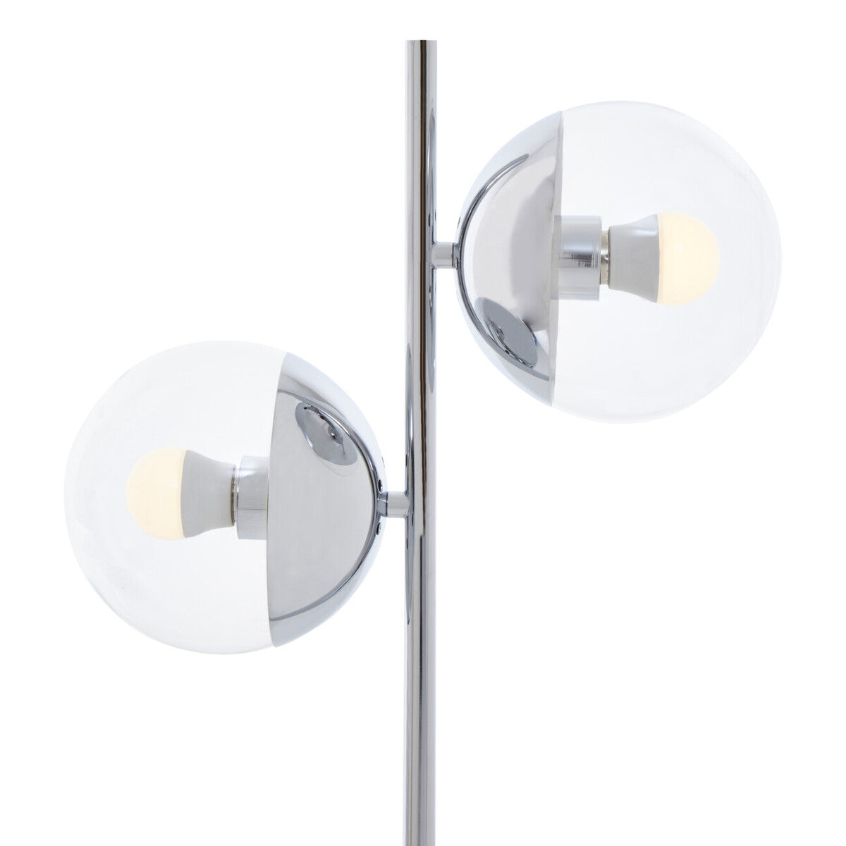 Two Light Chrome and White Marble Table Lamp