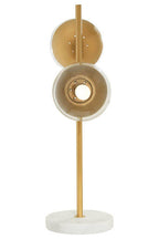 Two Light Gold Finish Table Lamp with White Marble Base