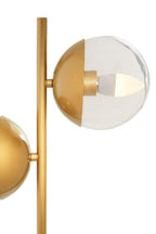 Two Light Gold Finish Table Lamp with White Marble Base