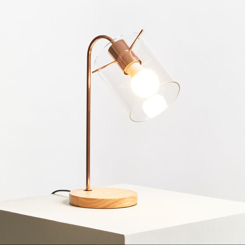 Shiny Copper Curved Table Lamp