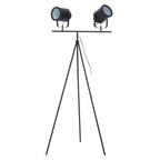 Two Spotlight Matte Black Tripod Floor Lamp