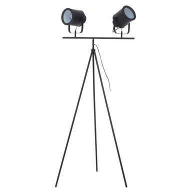 Two Spotlight Matte Black Tripod Floor Lamp