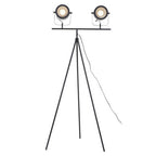 Two Spotlight Matte Black Tripod Floor Lamp