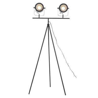 Two Spotlight Matte Black Tripod Floor Lamp