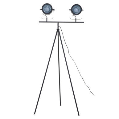 Two Spotlight Matte Black Tripod Floor Lamp