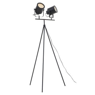 Two Spotlight Matte Black Tripod Floor Lamp