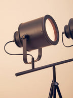 Two Spotlight Matte Black Tripod Floor Lamp