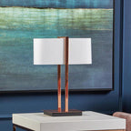 Copper Finish Table Lamp with White Linen Shade
