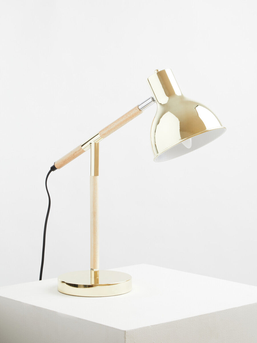 Adjustable Desk Lamp in Shiny Brass Finish