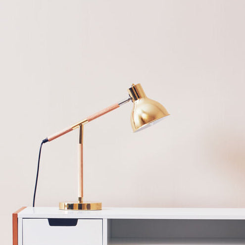 Adjustable Desk Lamp in Shiny Brass Finish