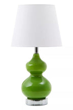 Green Glass Table Lamp with White Shade