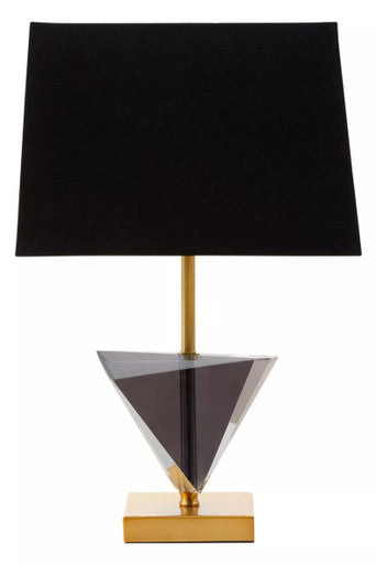 Smoked Crystal Table Lamp with Gold Metal