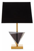 Smoked Crystal Table Lamp with Gold Metal