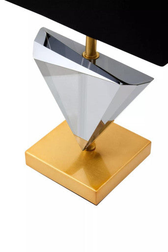 Smoked Crystal Table Lamp with Gold Metal