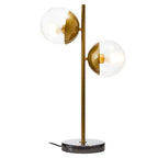 Two Light Gold and Black Marble Table Lamp