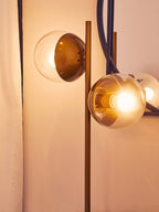Two Light Gold and Black Marble Table Lamp