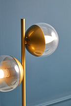 Two Light Gold and Black Marble Table Lamp