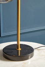 Two Light Gold and Black Marble Table Lamp