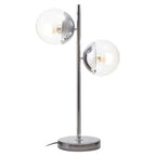 Two Light Silver and Black Marble Table Lamp