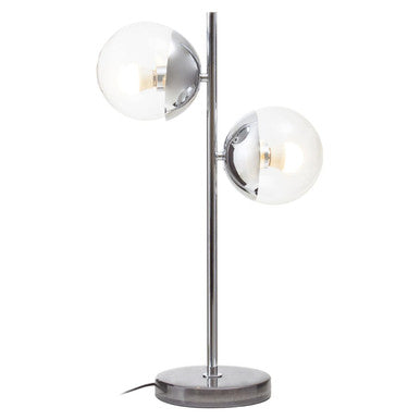 Two Light Silver and Black Marble Table Lamp