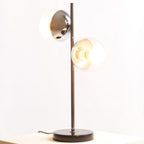 Two Light Silver and Black Marble Table Lamp