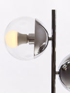 Two Light Silver and Black Marble Table Lamp