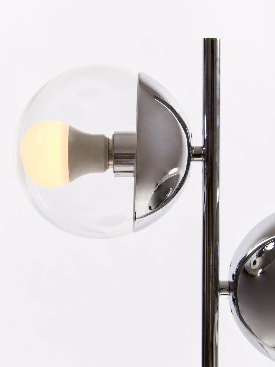 Two Light Silver and Black Marble Table Lamp