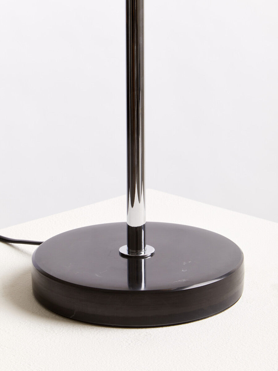 Two Light Silver and Black Marble Table Lamp