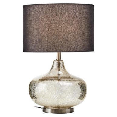 Silver Glass with Black Shade Table Lamp