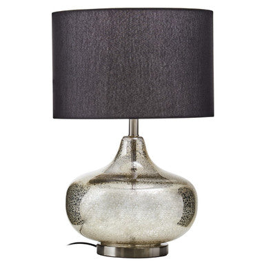 Silver Glass with Black Shade Table Lamp