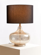 Silver Glass with Black Shade Table Lamp