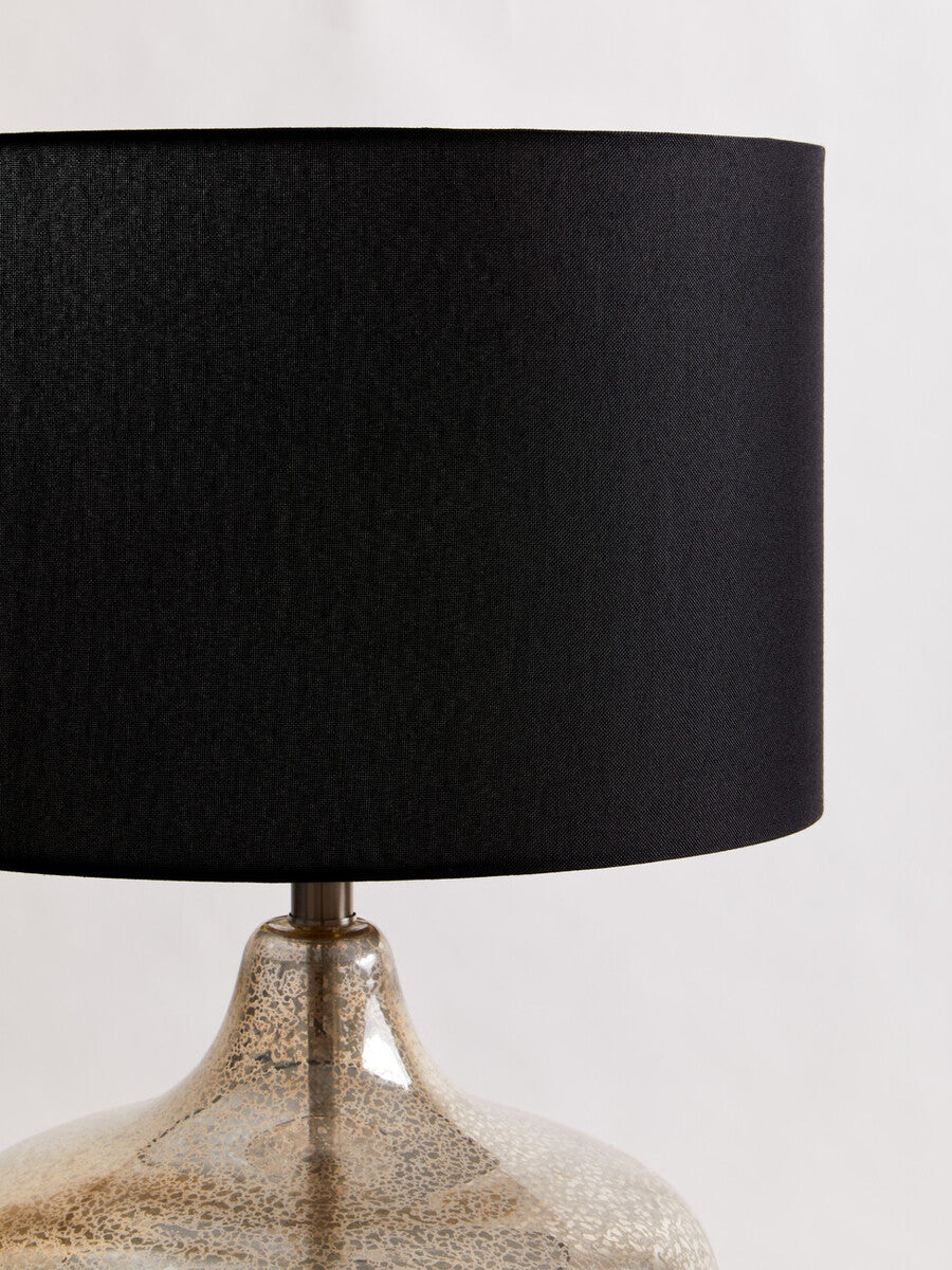 Silver Glass with Black Shade Table Lamp