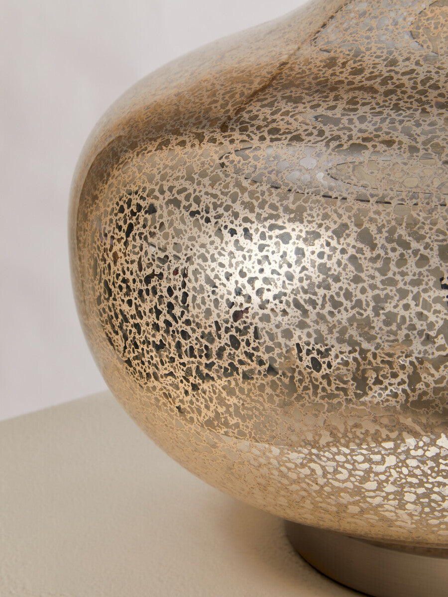 Silver Glass with Black Shade Table Lamp