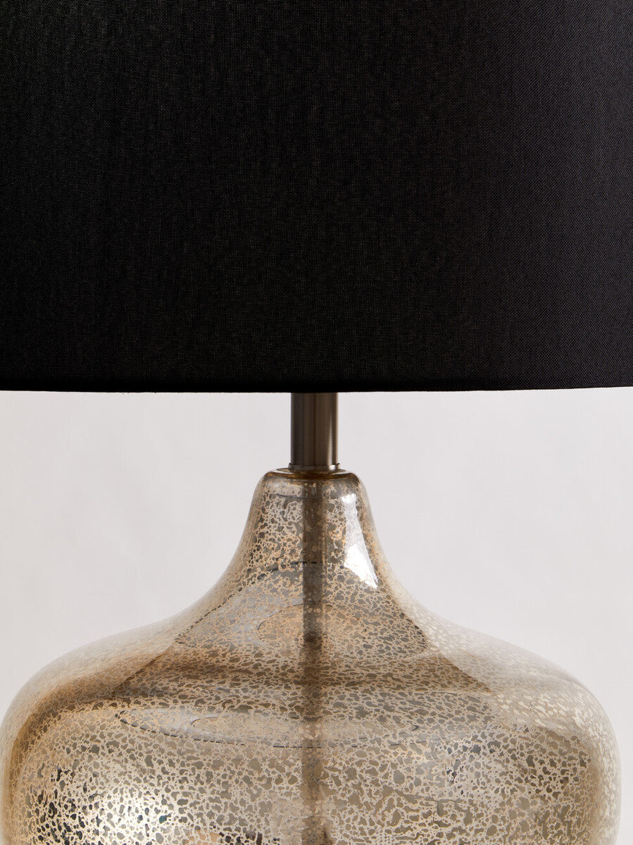Silver Glass with Black Shade Table Lamp