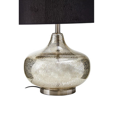 Silver Glass with Black Shade Table Lamp