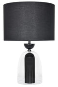 Clear Glass and Black Metal Table Lamp