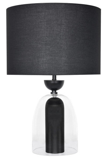 Clear Glass and Black Metal Table Lamp