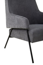 Ash Velvet High Back Chair with Black Metal Legs