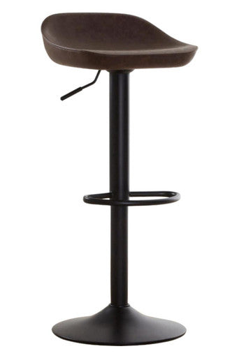 Mocha Leather Effect Set of 2 Adjustable Bar Stools