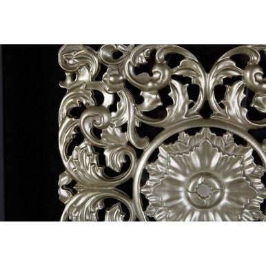Framed Silver MDF Filigree Carving Wall Art