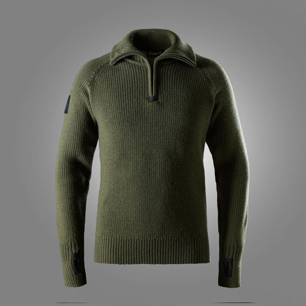 Snickers 2905 ½-Zip Wool Sweater Jumper Khaki Green