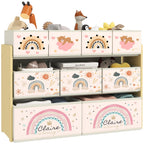 3-Tier Toy Organiser Shelf with 9 Storage Boxes for Bedroom