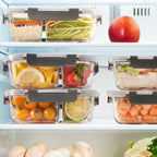 2-Compartment Glass Container with Airtight Lids - 980ml - 3 PACK