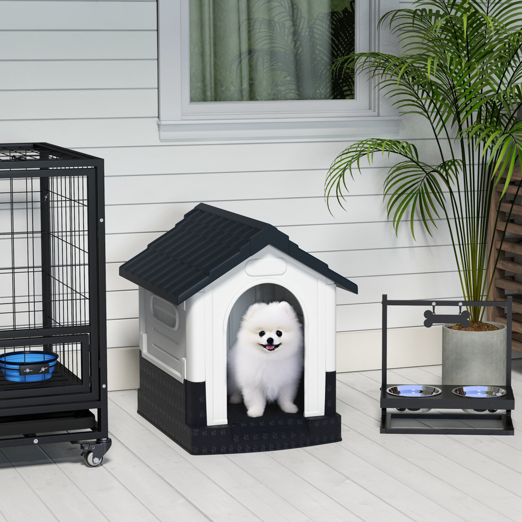 Dog Kennel for Outside, for XS Dogs, 64.5 x 57 x 66cm, Grey